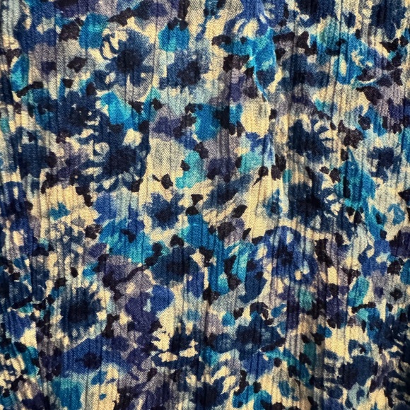 Woman’s Vintage More Jazz Large Short Sleeve Dress. Beautiful Blues - Picture 8 of 8